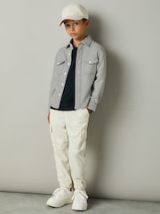 Reiss Blue Logic Dogtooth Twill Overshirt - Image 3 of 4