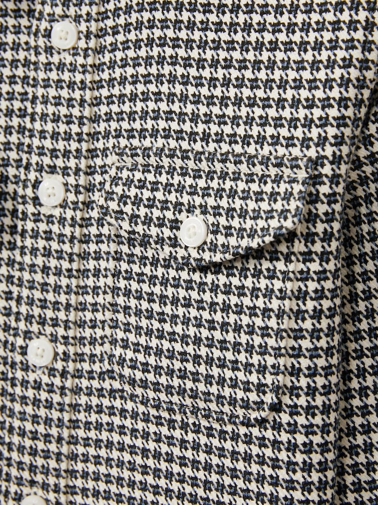 Reiss Blue Logic Dogtooth Twill Overshirt - Image 4 of 4