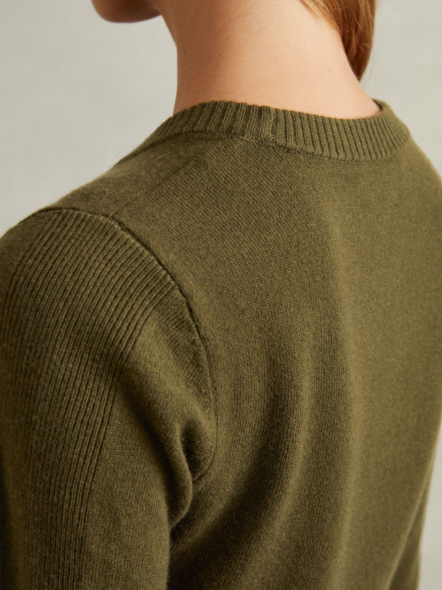 Buy Reiss Khaki Annie Wool Blend Crew Neck Jumper with Cashmere from Next USA