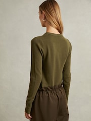Reiss Khaki Annie Wool Blend Crew Neck Jumper with Cashmere - Image 4 of 5