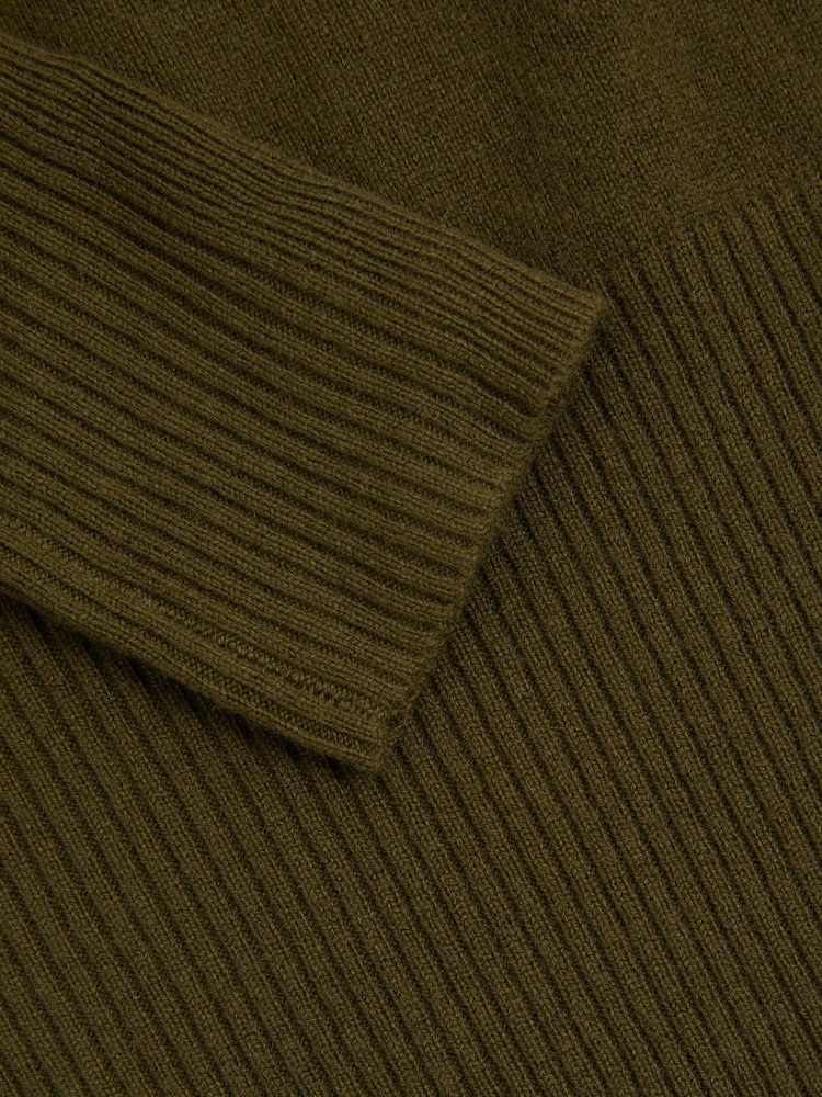 Reiss Khaki Annie Wool Blend Crew Neck Jumper with Cashmere - Image 5 of 5