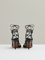 Reiss Black Kimberly Mesh Leather Strappy Heels - Image 5 of 5