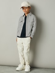 Reiss Blue Logic Dogtooth Twill Overshirt - Image 1 of 4