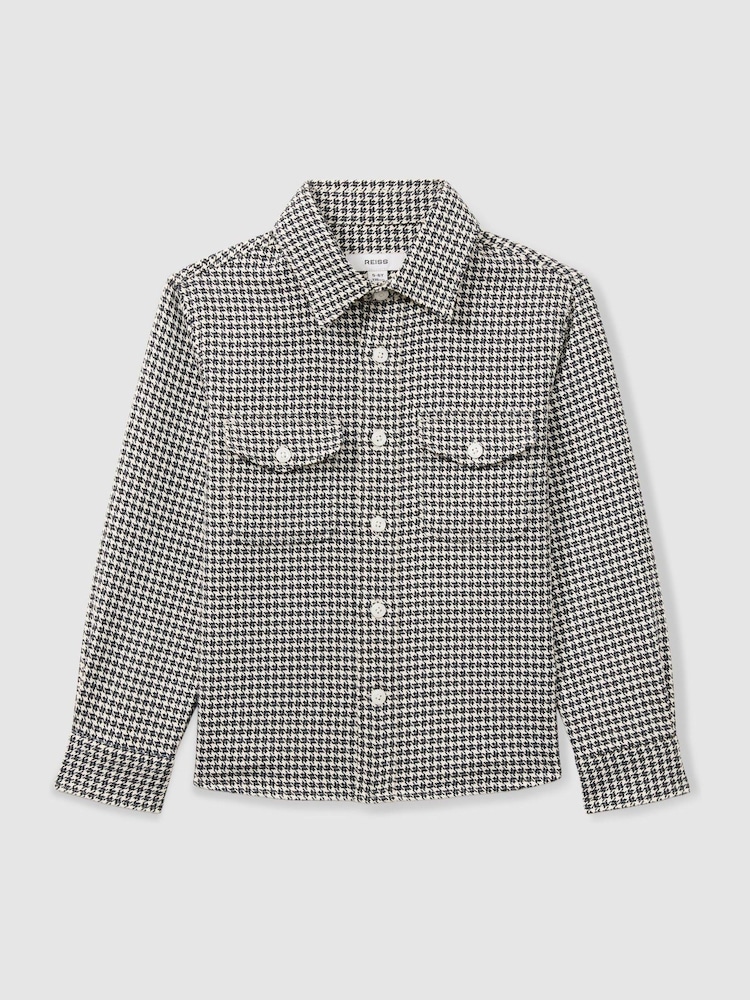 Reiss Blue Logic Dogtooth Twill Overshirt - Image 2 of 4