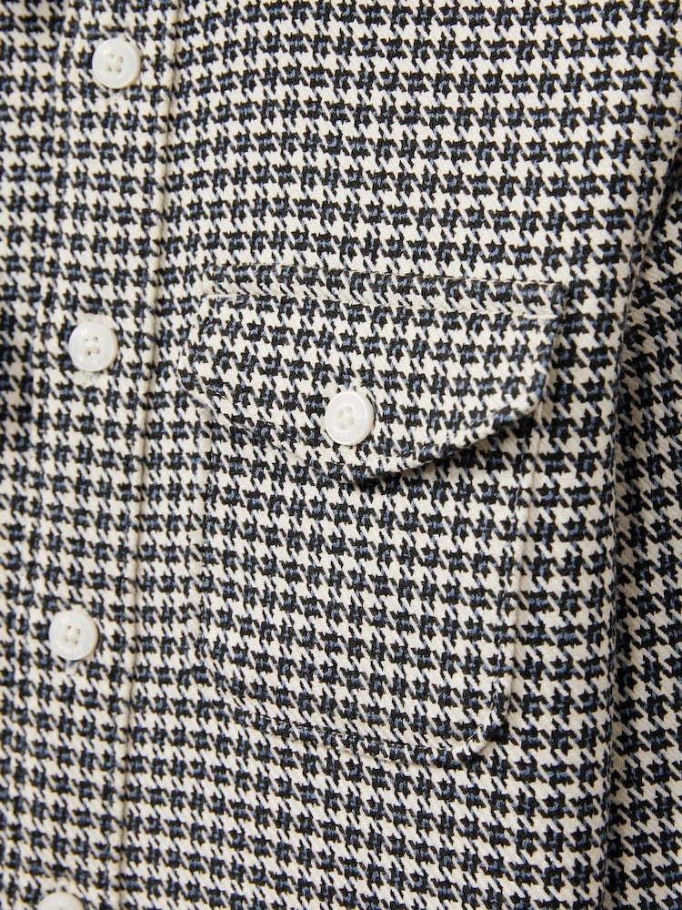 Reiss Blue Logic Dogtooth Twill Overshirt - Image 4 of 4