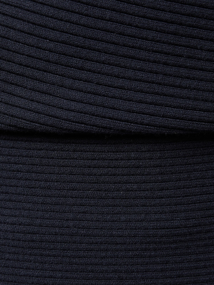 Reiss Navy Lorna Asymmetric Draped Knitted Jumper - Image 5 of 5