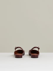 Reiss Oxblood Aubrey Leather Slingback Ballerina Pumps - Image 4 of 5