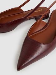 Reiss Oxblood Aubrey Leather Slingback Ballerina Pumps - Image 5 of 5