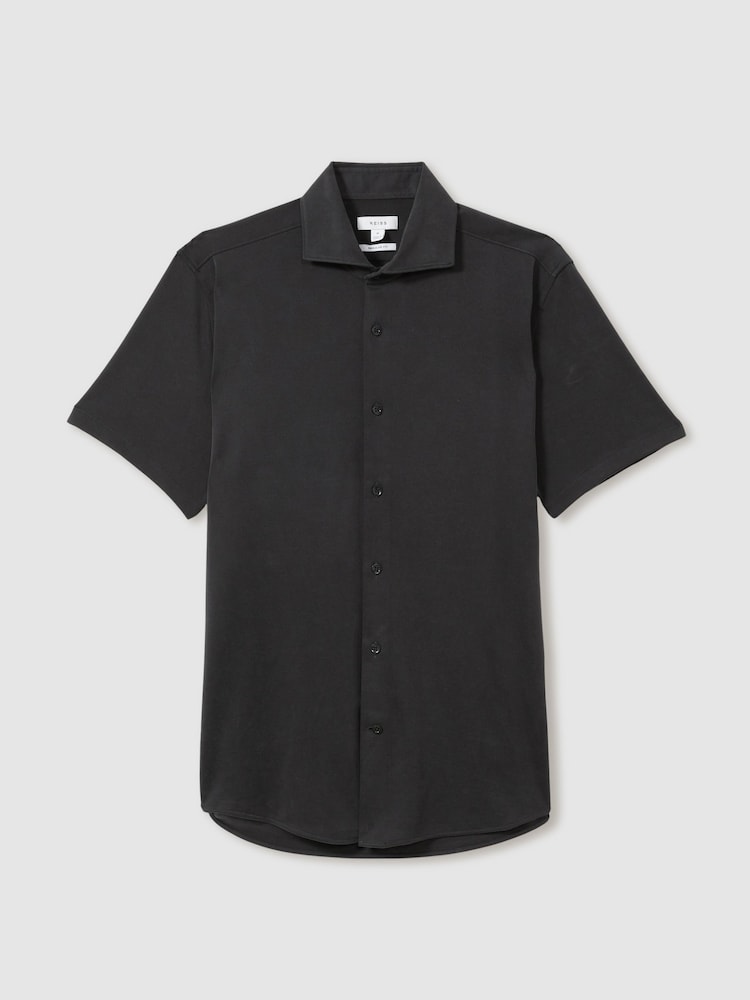 Reiss Black Robbie Modal-Blend Shirt - Image 2 of 5