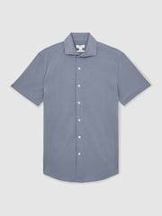 Reiss Airforce Blue Robbie Modal-Blend Shirt - Image 2 of 6