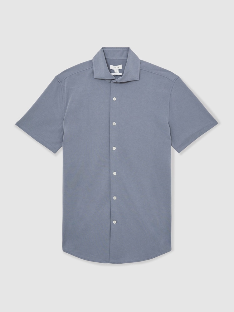 Reiss Airforce Blue Robbie Modal-Blend Shirt - Image 2 of 6