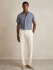 Reiss Airforce Blue Robbie Modal-Blend Shirt - Image 3 of 6