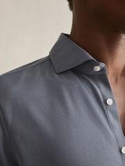 Reiss Airforce Blue Robbie Modal-Blend Shirt - Image 4 of 6