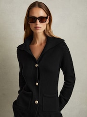 Reiss Cat Wool-Cashmere Spread Collar Cardigan - Image 1 of 5