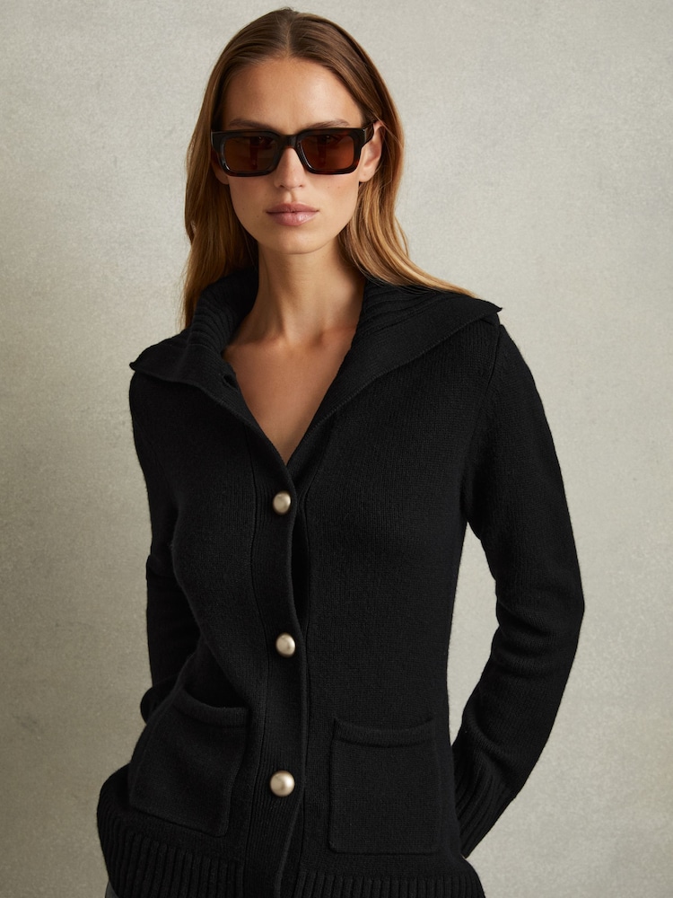 Reiss Cat Wool-Cashmere Spread Collar Cardigan - Image 1 of 5