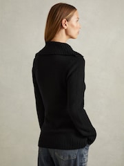Reiss Cat Wool-Cashmere Spread Collar Cardigan - Image 4 of 5