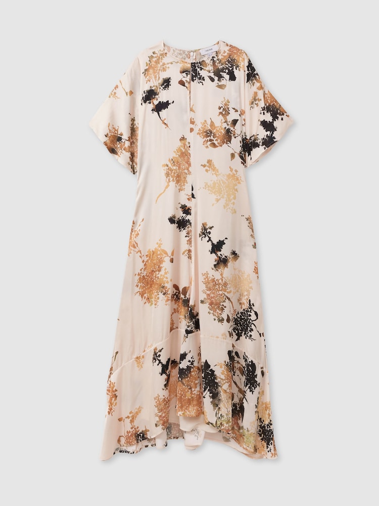 Reiss Pale Pink Chrissy Floral Print Midi Dress - Image 2 of 5