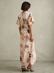 Reiss Pale Pink Chrissy Floral Print Midi Dress - Image 4 of 5
