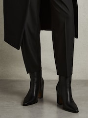 Reiss Black Amy Leather Blocked Heel Ankle Boots - Image 2 of 5