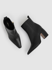Reiss Black Amy Leather Blocked Heel Ankle Boots - Image 3 of 5