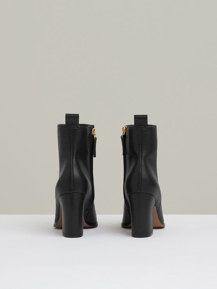 Reiss Black Amy Leather Blocked Heel Ankle Boots - Image 5 of 5