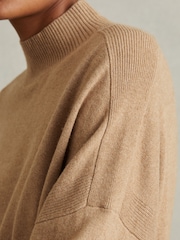 Reiss Camel Alicia Wool Blend Funnel Neck Jumper - Image 3 of 5
