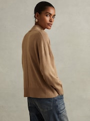 Reiss Camel Alicia Wool Blend Funnel Neck Jumper - Image 4 of 5