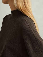 Reiss Chocolate Alicia Wool Blend Funnel Neck Jumper - Image 3 of 5