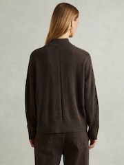 Reiss Chocolate Alicia Wool Blend Funnel Neck Jumper - Image 4 of 5
