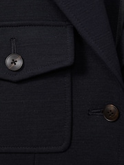 Reiss Navy Jessie Ponte Button-Through Overshirt - Image 6 of 6