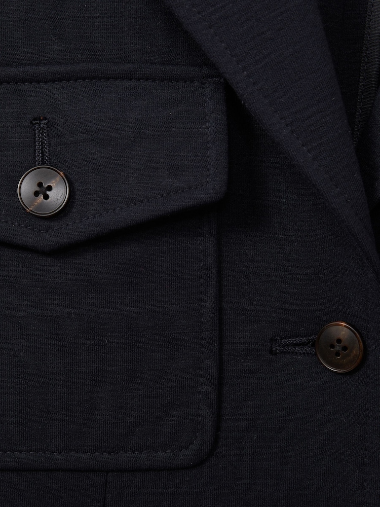 Reiss Navy Jessie Ponte Button-Through Overshirt - Image 6 of 6