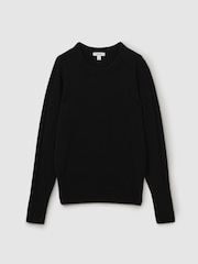Reiss Black Annie Wool Blend Crew Neck Jumper with Cashmere - Image 2 of 5