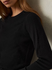 Reiss Black Annie Wool Blend Crew Neck Jumper with Cashmere - Image 3 of 5