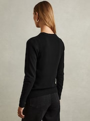 Reiss Black Annie Wool Blend Crew Neck Jumper with Cashmere - Image 4 of 5