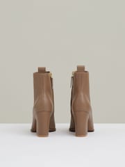 Reiss Taupe Amy Leather Blocked Heel Ankle Boots - Image 5 of 5
