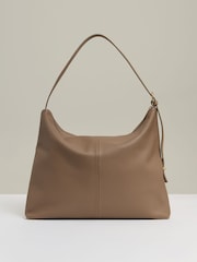 Reiss Taupe Vigo Grained Leather Tote Bag - Image 3 of 5