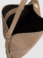 Reiss Taupe Vigo Grained Leather Tote Bag - Image 4 of 5