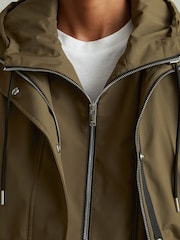 Reiss Khaki Tia Removable Hooded Insert Water Repellent Raincoat - Image 3 of 7