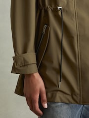 Reiss Khaki Tia Removable Hooded Insert Water Repellent Raincoat - Image 5 of 7