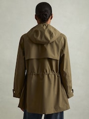 Reiss Khaki Tia Removable Hooded Insert Water Repellent Raincoat - Image 6 of 7