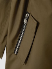 Reiss Khaki Tia Removable Hooded Insert Water Repellent Raincoat - Image 7 of 7