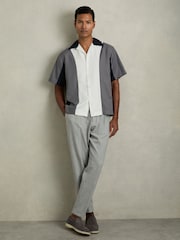 Reiss Blue Multi Dalorian Colourblock Cuban Collar Shirt - Image 1 of 6