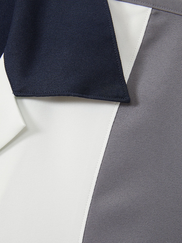 Reiss Blue Multi Dalorian Colourblock Cuban Collar Shirt - Image 6 of 6