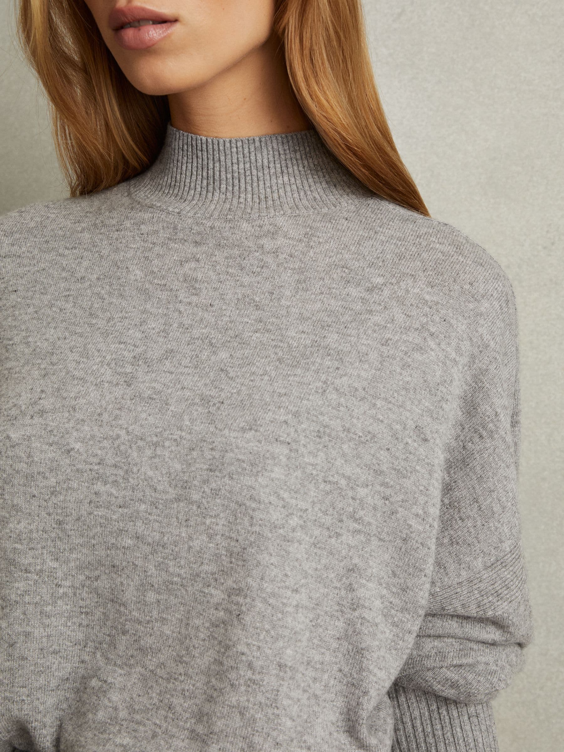 Buy Reiss Grey Marl Alicia Wool Blend Funnel Neck Jumper