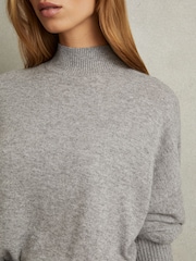 Reiss Grey Marl Alicia Wool Blend Funnel Neck Jumper - Image 3 of 5