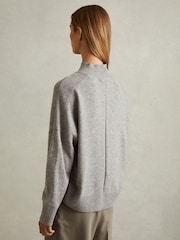 Reiss Grey Marl Alicia Wool Blend Funnel Neck Jumper - Image 4 of 5