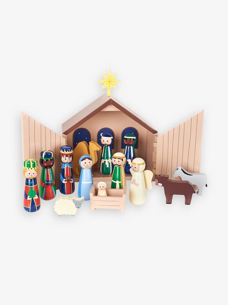 JoJo Maman Bébé Wooden Nativity Set - Image 2 of 2