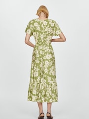 Mango Green Animal Prin Cut-Out Detail Dress - Image 1 of 5