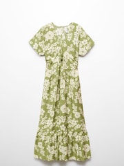 Mango Green Animal Prin Cut-Out Detail Dress - Image 5 of 6