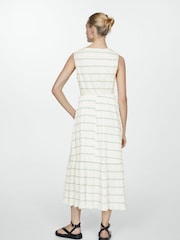 Mango Cream Bow Striped Dress - Image 2 of 4
